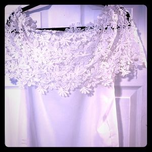 White shoulder cut blouse